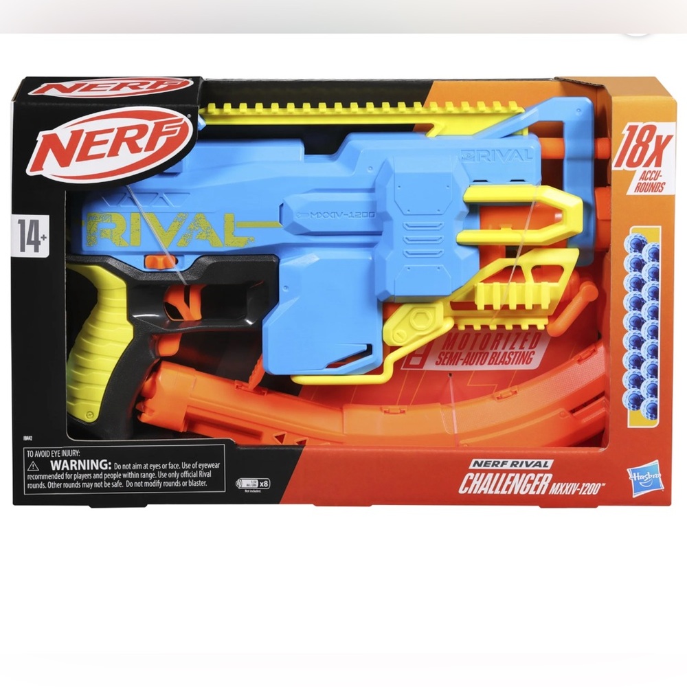 New Nerf Challenger MXXIV-1200 Motorized Blaster Curved 12 Round Magazine 18 Acc